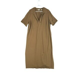 Vince Women’s 2X Brown Polo Dress 100% Cotton Minimalist Neutral Capsule